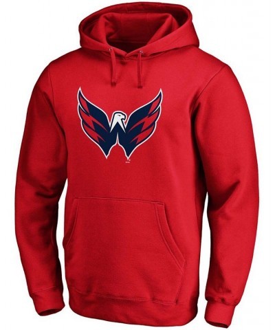 Men's Red Washington Capitals Primary Logo Pullover Hoodie $31.31 Sweatshirt