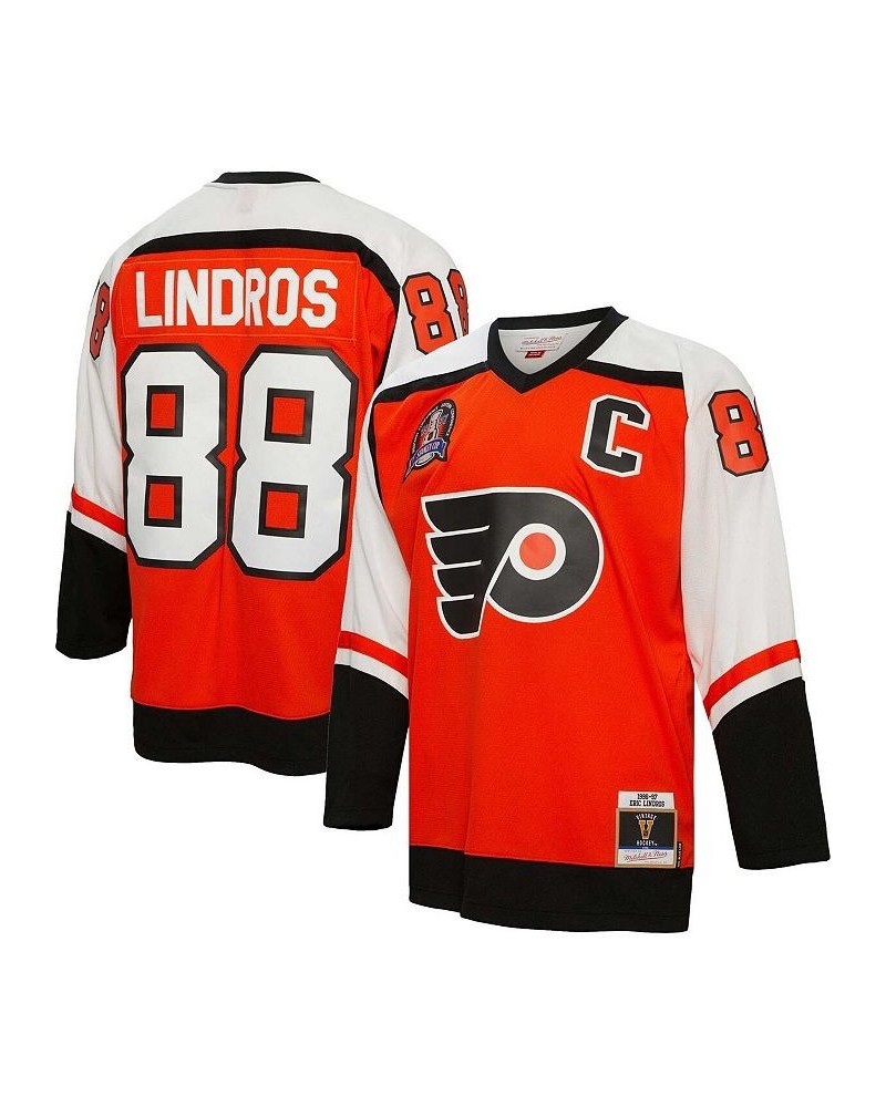 Men's Eric Lindros Orange Philadelphia Flyers 1992 Blue Line Player Jersey $64.00 Jersey