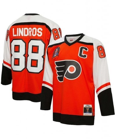 Men's Eric Lindros Orange Philadelphia Flyers 1992 Blue Line Player Jersey $64.00 Jersey