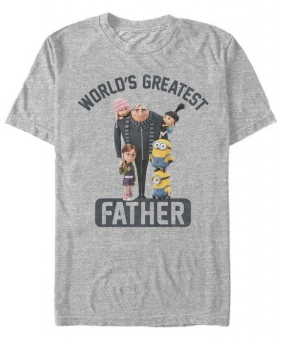 Minions Illumination Men's Despicable Me Gru World's Greatest Father Short Sleeve T-Shirt Gray $20.29 T-Shirts