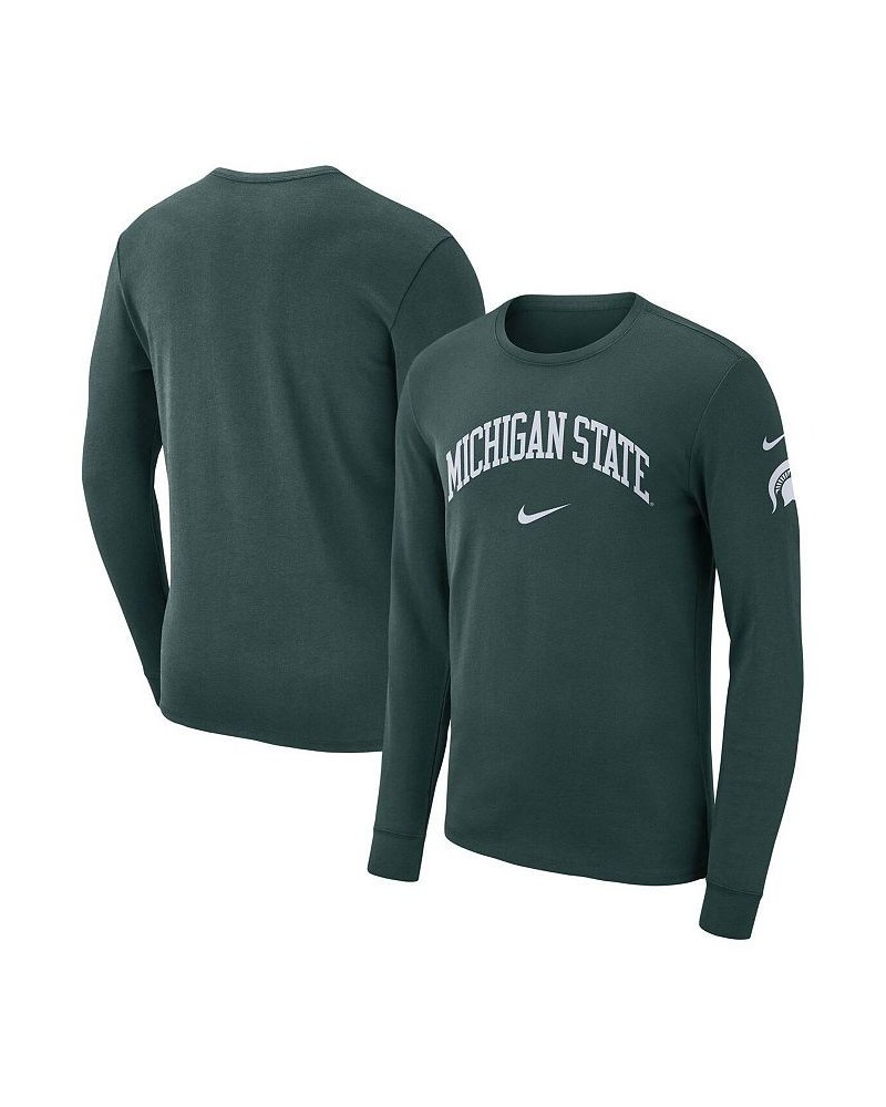 Men's Green Michigan State Spartans Arch 2-Hit Long Sleeve T-shirt $18.90 T-Shirts