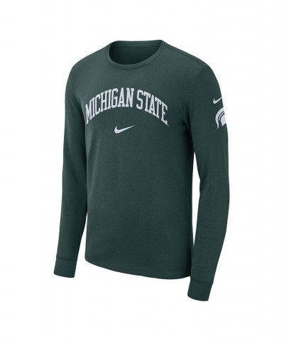 Men's Green Michigan State Spartans Arch 2-Hit Long Sleeve T-shirt $18.90 T-Shirts