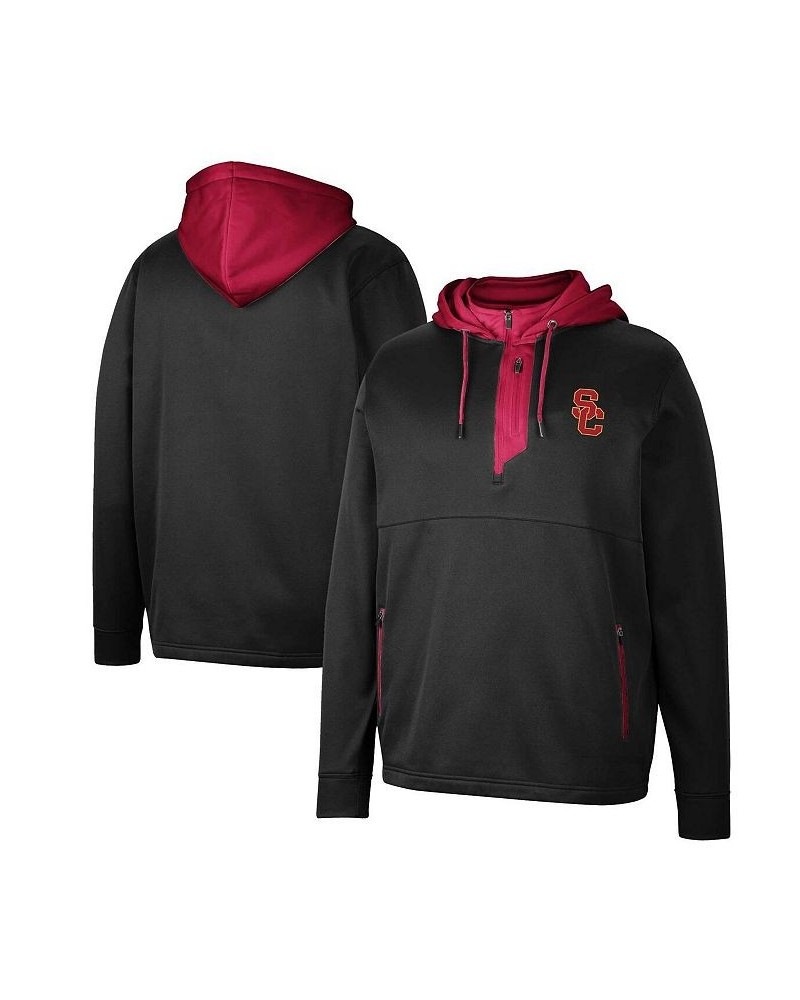 Men's Black USC Trojans Luge 3.0 Quarter-Zip Hoodie $38.25 Sweatshirt