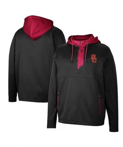 Men's Black USC Trojans Luge 3.0 Quarter-Zip Hoodie $38.25 Sweatshirt