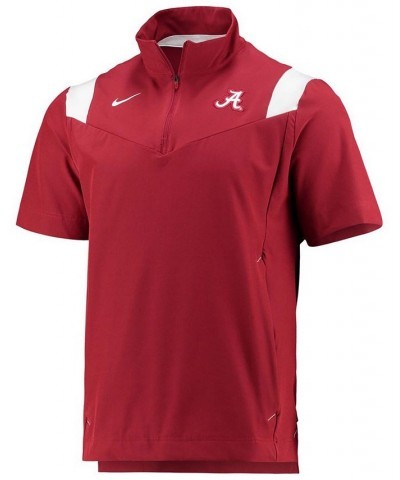 Men's Crimson Alabama Crimson Tide 2021 Coaches Short Sleeve Quarter-Zip Jacket $34.09 Jackets