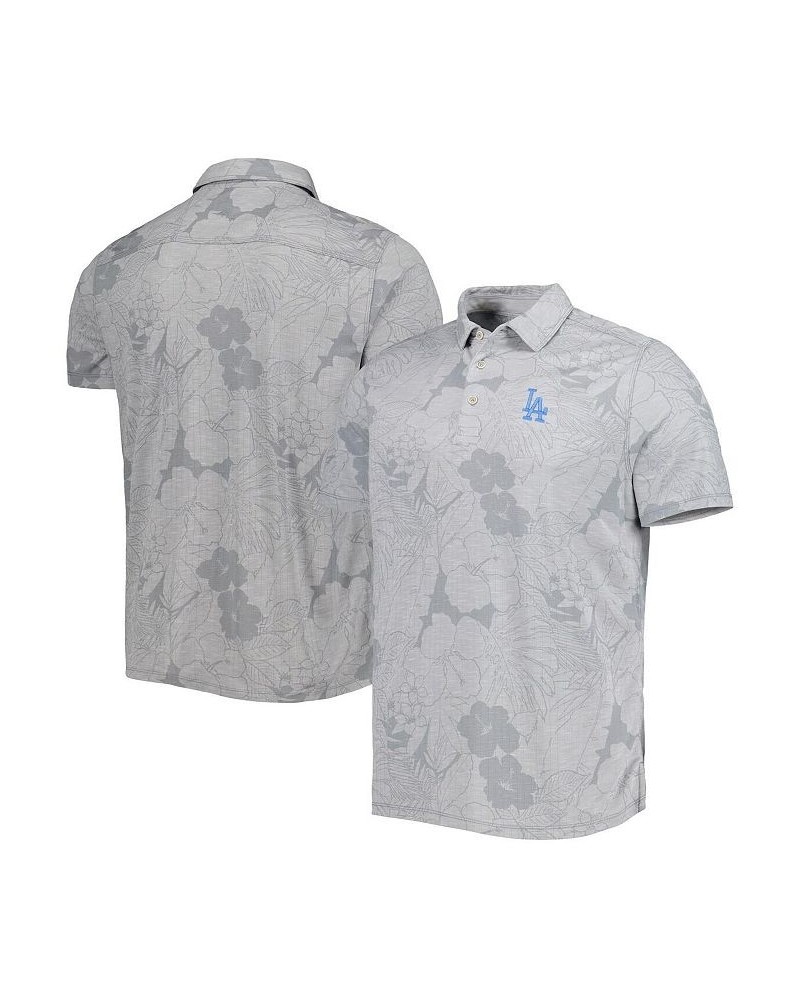 Men's Gray Los Angeles Dodgers Miramar Blooms Polo Shirt $58.05 Polo Shirts