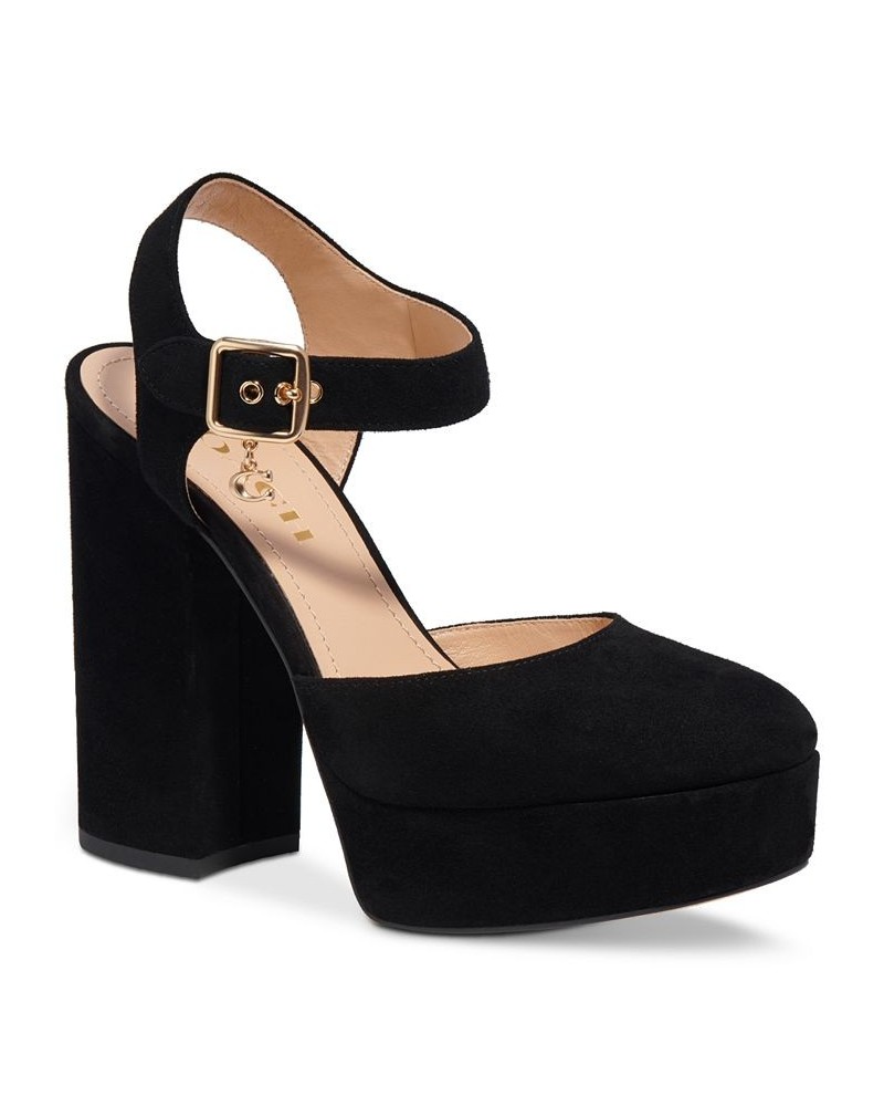 Women's Isabella Ankle-Strap Platform Block-Heel Pumps PD04 $82.25 Shoes