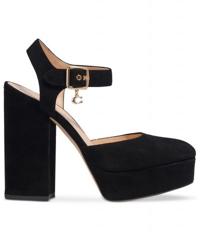 Women's Isabella Ankle-Strap Platform Block-Heel Pumps PD04 $82.25 Shoes