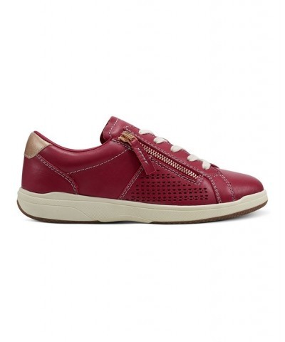 Women's Netta Round Toe Casual Lace-Up Sneakers Red $41.58 Shoes