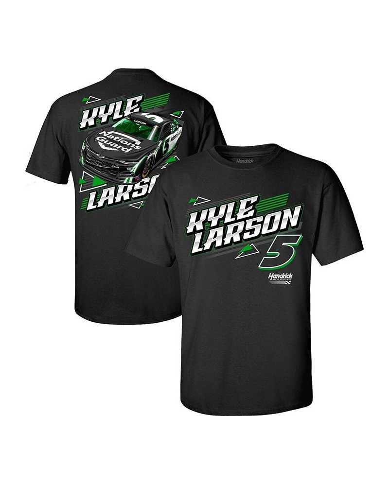 Men's Black Kyle Larson Nations Guard Car 2-Spot T-shirt $18.28 T-Shirts