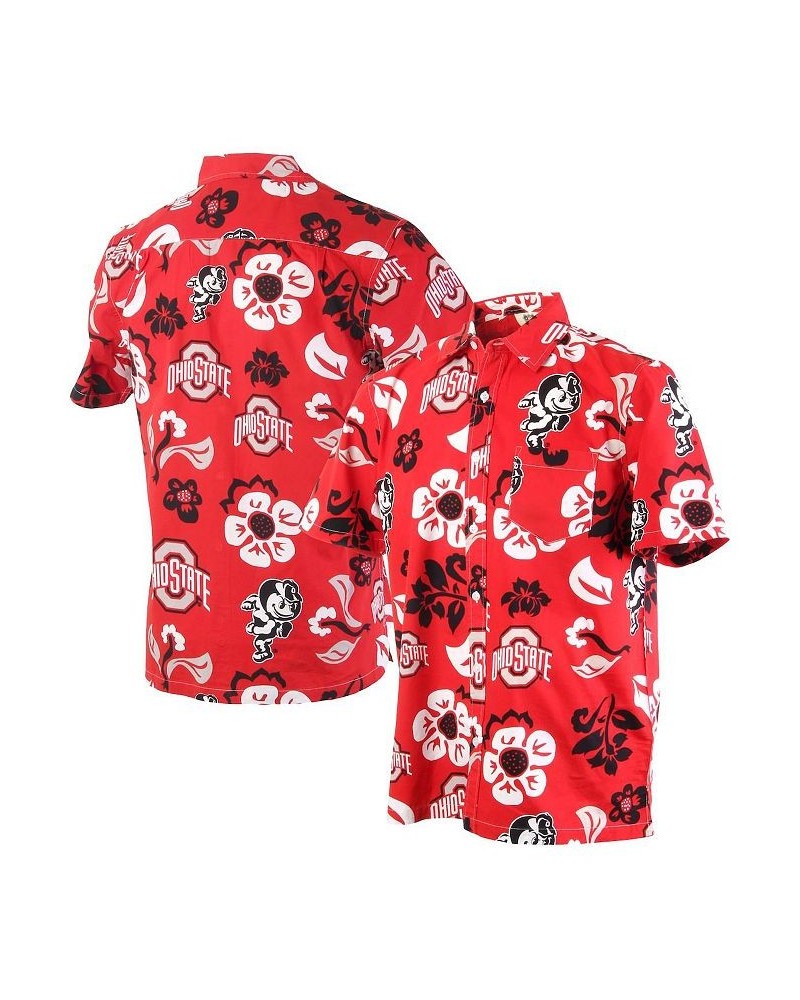 Men's Wes Willy Scarlet Ohio State Buckeyes Floral Button-Up Shirt $36.39 Shirts