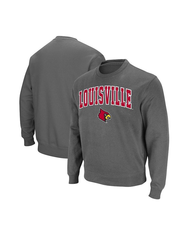 Men's Charcoal Louisville Cardinals Arch & Logo Tackle Twill Pullover Sweatshirt $30.59 Sweatshirt