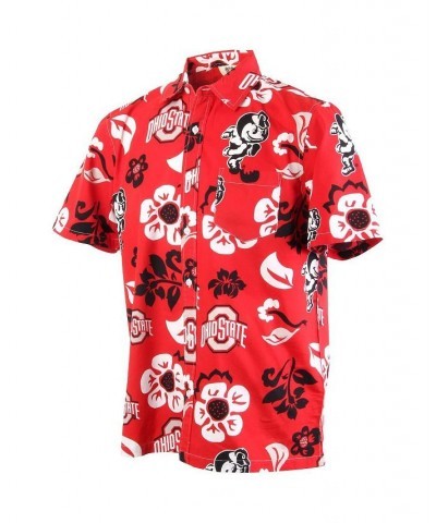 Men's Wes Willy Scarlet Ohio State Buckeyes Floral Button-Up Shirt $36.39 Shirts