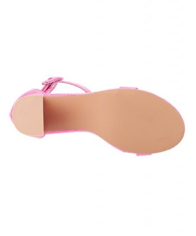 Lulu Women's Single Band Heel Sandals Pink $32.48 Shoes