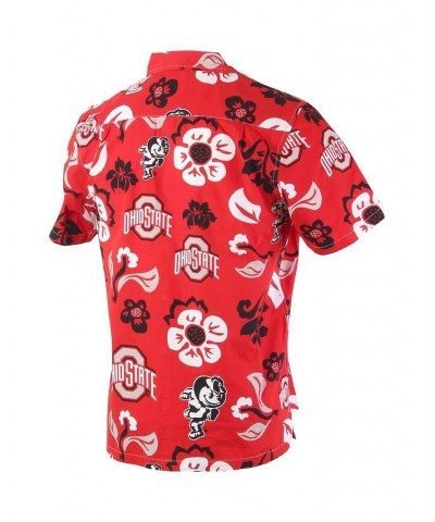 Men's Wes Willy Scarlet Ohio State Buckeyes Floral Button-Up Shirt $36.39 Shirts