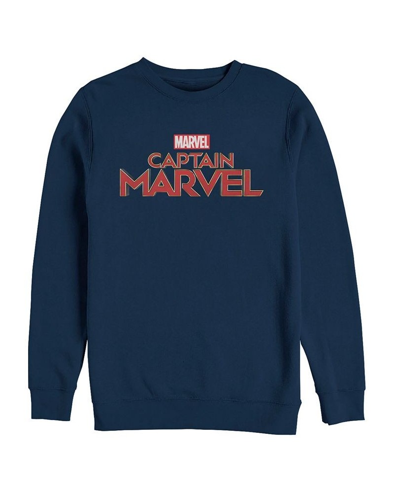 Marvel Men's Captain Marvel Chest Text Logo, Crewneck Fleece Blue $25.30 Sweatshirt