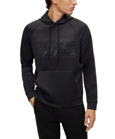 BOSS Men's Rhinestone Logo Stretch-Interlock Relaxed-Fit Hoodie Black $95.20 Sweatshirt