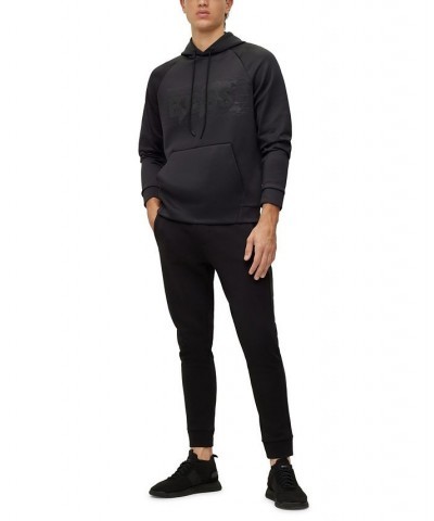 BOSS Men's Rhinestone Logo Stretch-Interlock Relaxed-Fit Hoodie Black $95.20 Sweatshirt