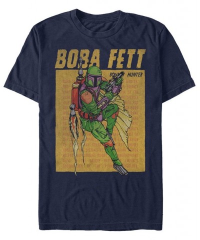 Star Wars Men's Classic Boba Fett Bounty Hunter Jet Pack Short Sleeve T-Shirt Blue $18.19 T-Shirts