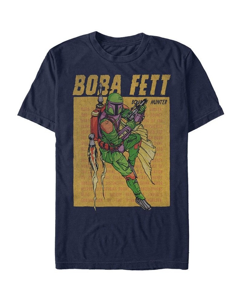 Star Wars Men's Classic Boba Fett Bounty Hunter Jet Pack Short Sleeve T-Shirt Blue $18.19 T-Shirts