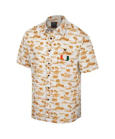 Men's White Miami Hurricanes Spontaneous is Romantic Camp Button-Up Shirt $36.75 Shirts