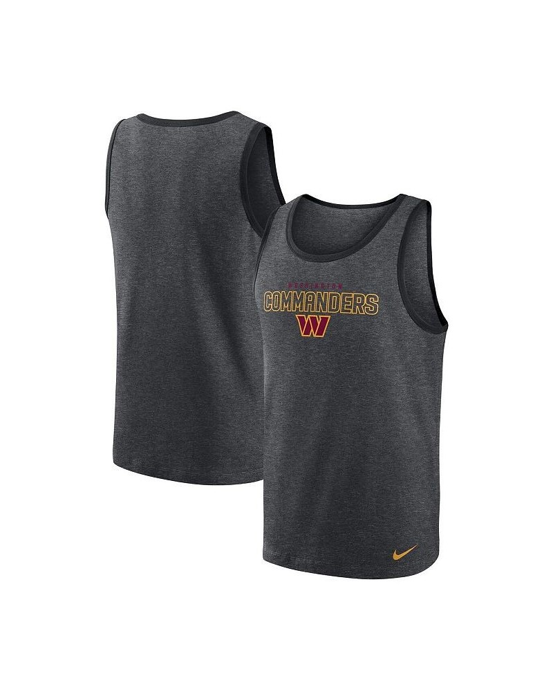 Men's Heathered Charcoal Washington Commanders Tri-Blend Tank Top $21.59 T-Shirts