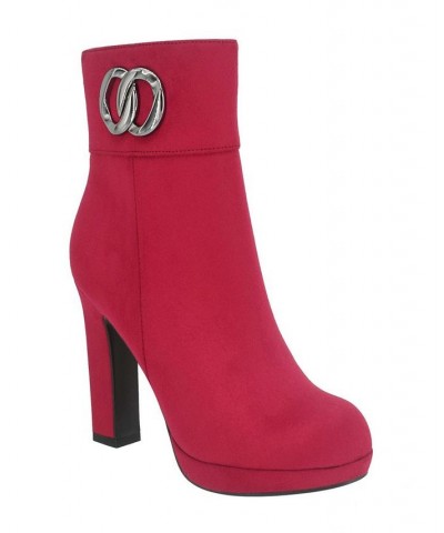 Women's Omia Medium Width Platform Ankle Boot with Memory Foam Red $34.65 Shoes