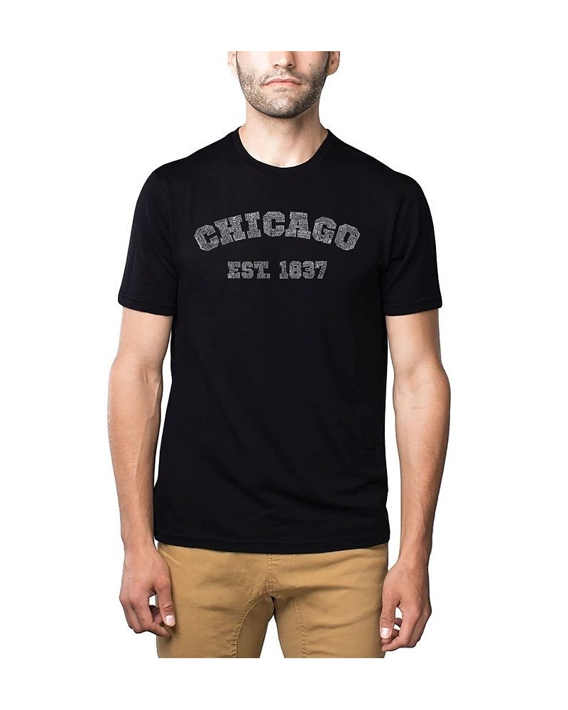 Men's Premium Word Art T-Shirt - Chicago 1837 Black $23.84 T-Shirts