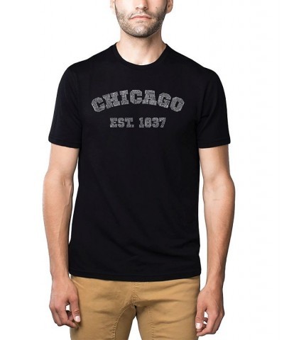 Men's Premium Word Art T-Shirt - Chicago 1837 Black $23.84 T-Shirts