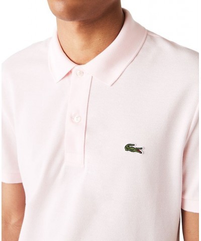 Men's Slim Fit Short Sleeve Ribbed Polo Shirt Pink $57.60 Polo Shirts