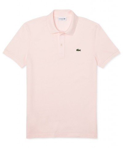 Men's Slim Fit Short Sleeve Ribbed Polo Shirt Pink $57.60 Polo Shirts