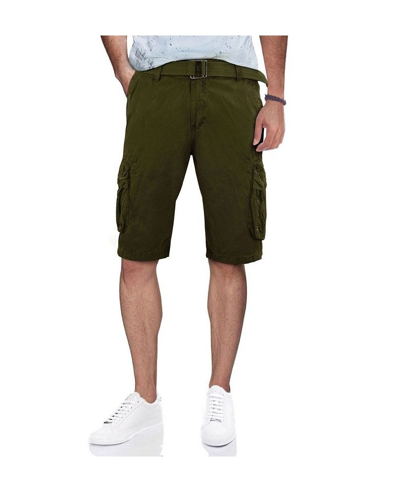 Men's Big and Tall Belted Double Pocket Cargo Shorts PD04 $27.90 Shorts