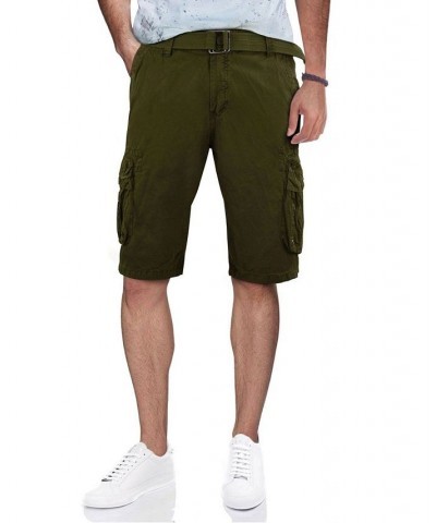 Men's Big and Tall Belted Double Pocket Cargo Shorts PD04 $27.90 Shorts