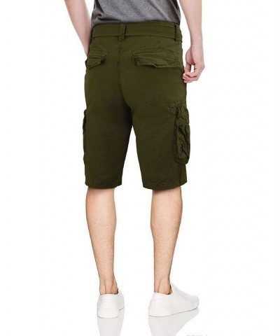 Men's Big and Tall Belted Double Pocket Cargo Shorts PD04 $27.90 Shorts