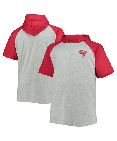 Men's Heathered Gray, Red Tampa Bay Buccaneers Big and Tall Raglan Short Sleeve Pullover Hoodie $25.00 Sweatshirt