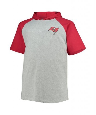 Men's Heathered Gray, Red Tampa Bay Buccaneers Big and Tall Raglan Short Sleeve Pullover Hoodie $25.00 Sweatshirt