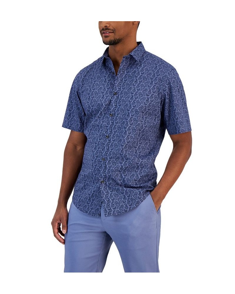 Men's Honey Classic-Fit Stretch Geo-Print Button-Down Shirt Blue $15.00 Shirts