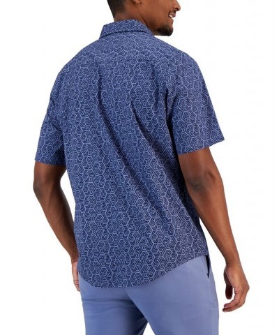 Men's Honey Classic-Fit Stretch Geo-Print Button-Down Shirt Blue $15.00 Shirts