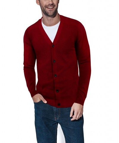 Men's Basic Ribbed Cardigan Red $28.49 Sweaters