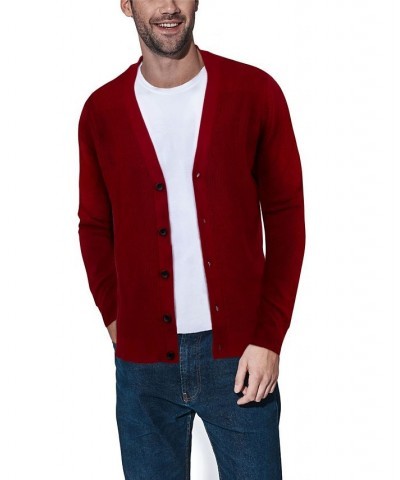 Men's Basic Ribbed Cardigan Red $28.49 Sweaters