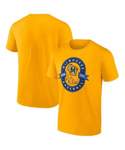 Men's Branded Gold Milwaukee Brewers Iconic Glory Bound T-shirt $19.20 T-Shirts