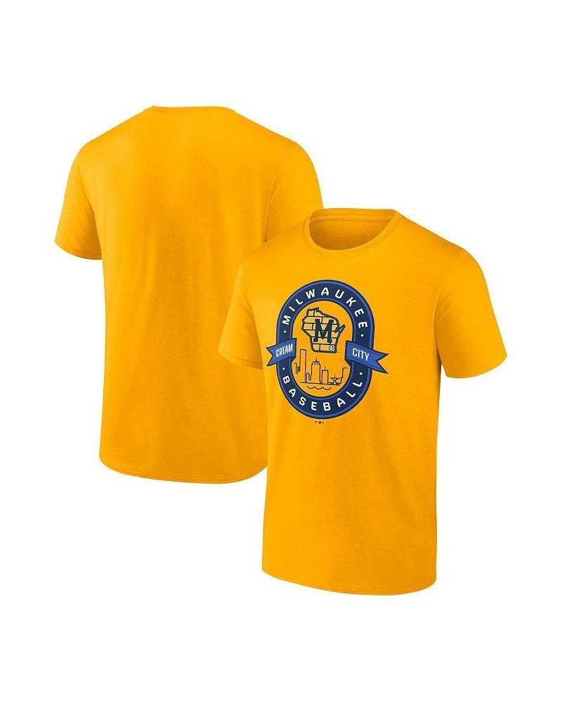 Men's Branded Gold Milwaukee Brewers Iconic Glory Bound T-shirt $19.20 T-Shirts