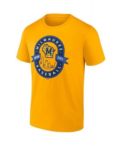 Men's Branded Gold Milwaukee Brewers Iconic Glory Bound T-shirt $19.20 T-Shirts