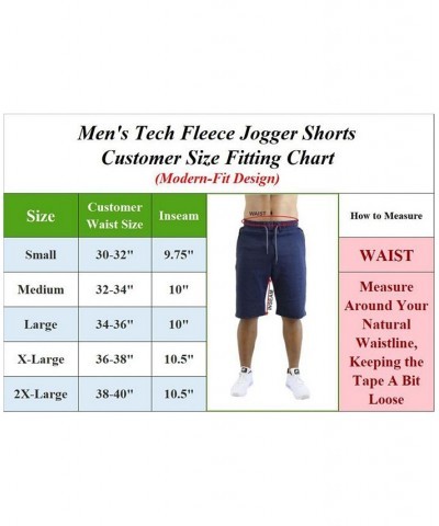 Men's Slim Fit Tech Fleece Performance Active Jogger Shorts Red $18.36 Shorts