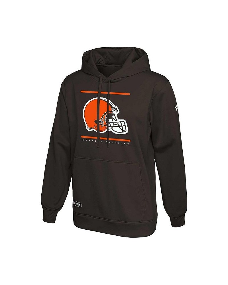 Men's Brown Cleveland Browns Combine Authentic Split Defense Pullover Hoodie $40.79 Sweatshirt