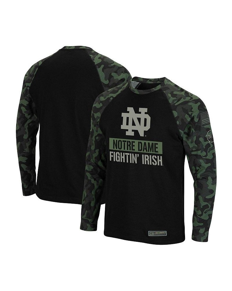 Men's Black, Camo Notre Dame Fighting Irish OHT Military-Inspired Appreciation Big and Tall Raglan Long Sleeve T-shirt $34.79...