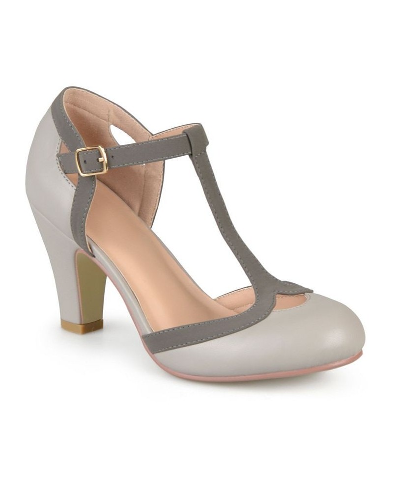 Women's Olina T-Strap Heels Gray $44.00 Shoes