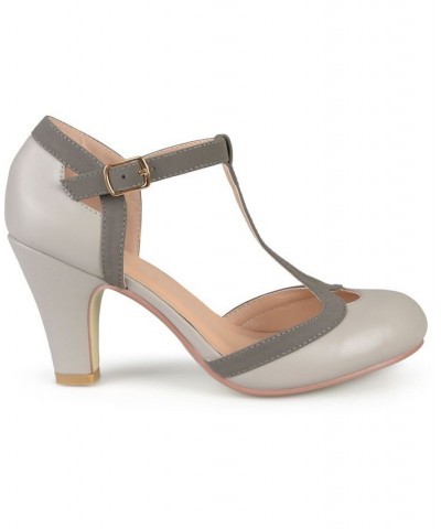 Women's Olina T-Strap Heels Gray $44.00 Shoes