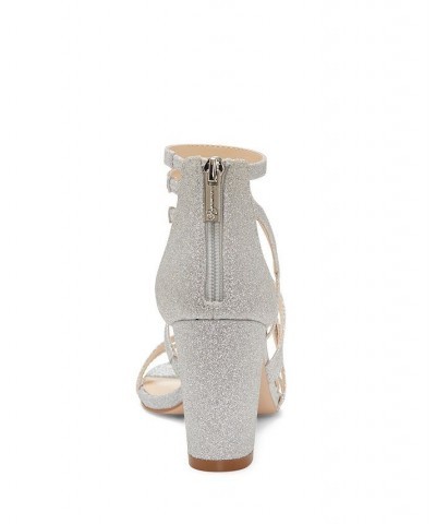 Women's Stassey Strappy Block Heel Dress Sandals Silver $36.34 Shoes