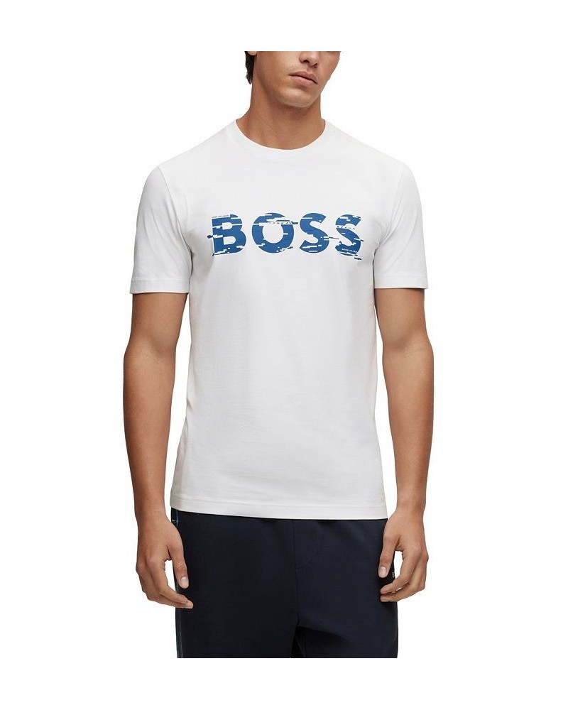 BOSS Men's Stretch-Cotton Graphic Logo Print T-shirt White $35.88 T-Shirts